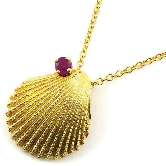 Ruby Shell Tiffany & Co. | Jewelry | Tiffany Shell Ruby Necklace Yellow Gold ...